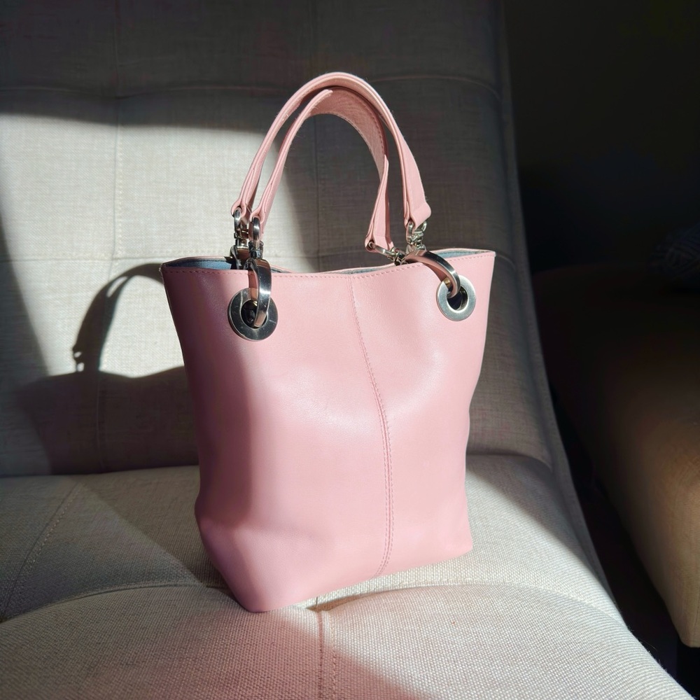 Pale Pink Petite Soft Genuine Leather Handbag